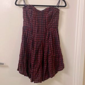 Kimchi blue urban outfitters red black checkered strapless dress